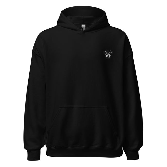 Hoodie mit Rottweiler-Design vorne und Paul Emma Logo auf der Schulter - Breed Kollektion Kapuzenpullover